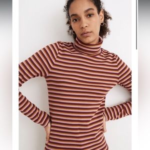 Madewell Ribbed Turtleneck Top in Chilton Stripe